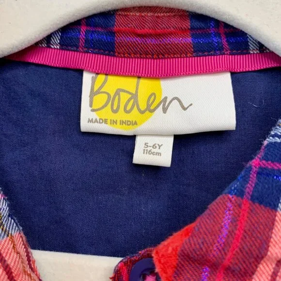 MINI BODEN Plaid Dress Girls 5-6 5T 116cm Cozy Cotton Holiday Tartan Winter - Picture 6 of 7